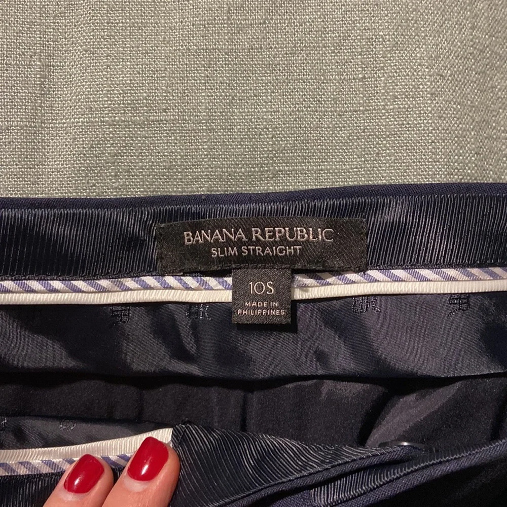 Banana Republic Slim Straight Navy Pants 10S Petite - Picture 5 of 7